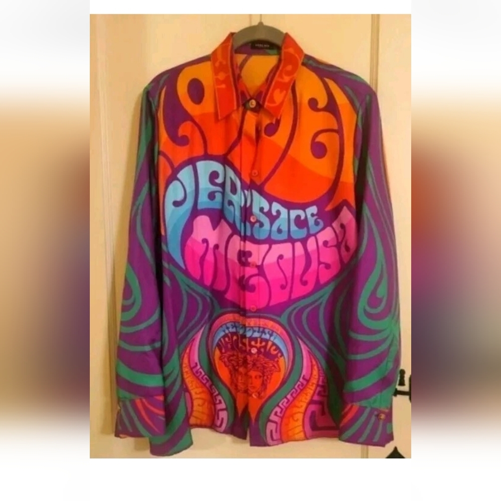NWT Auth.Versace w/Bag "Medusa Music" Silk Blouse Sz.Small,4/6 US,40 EU Ret$1475
